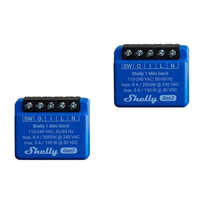 Shelly nutikodu moodul 1 Mini Gen3 Set of 2 Controllers, WiFi/Bluetooth, 2tk, sinine