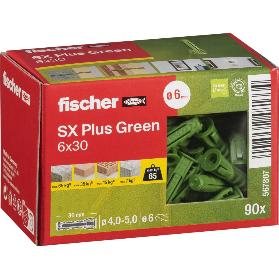 Fischer tüüblid Dübel SX Plus roheline 6x30