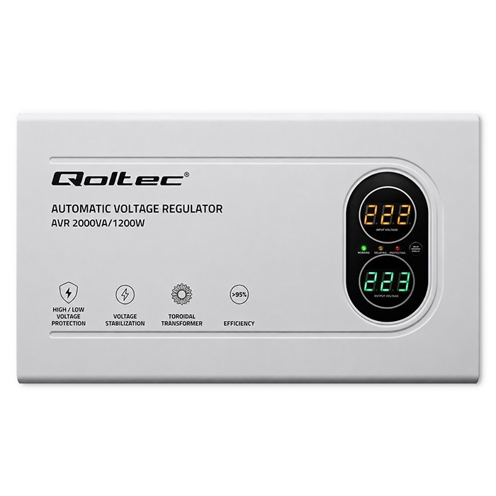 Qoltec UPS Voltage stabilizer AVR 2000VA 1200W toroidal