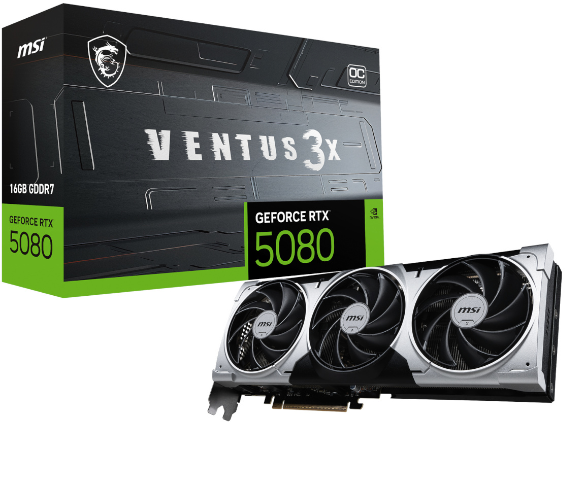 MSI videokaart GeForce RTX 5080 16G VENTUS 3X OC PLUS | NVIDIA | 16GB | GeForce RTX 5080 | GDDR7 | HDMI ports quantity 1 | PCI Express Gen 5