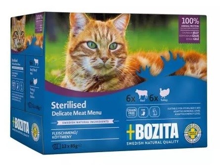 Bozita kassitoit Sterilised Pieces in Jelly with Meat Multibox, 12x85g