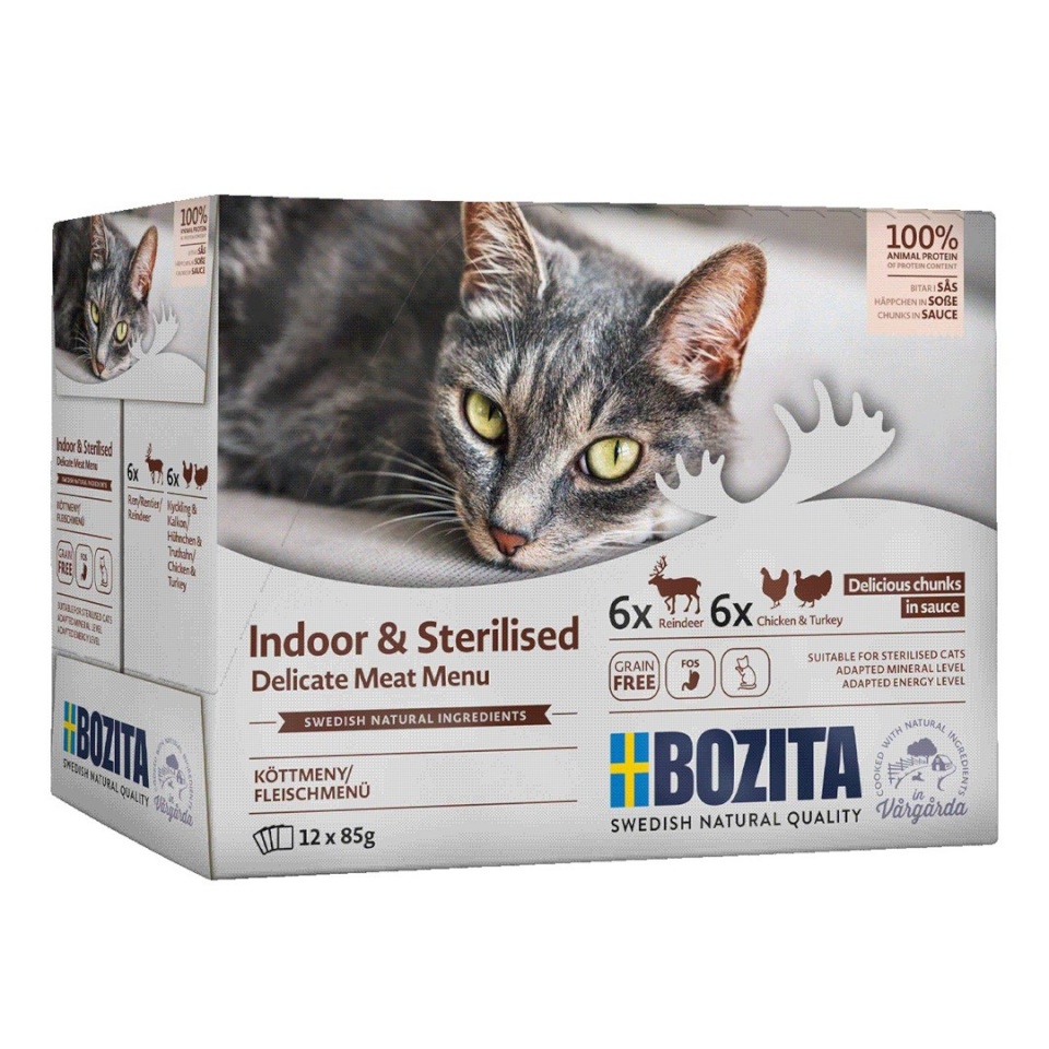 Bozita kassitoit Sterilised Pieces in Sauce with Meat Multibox, 12x85g