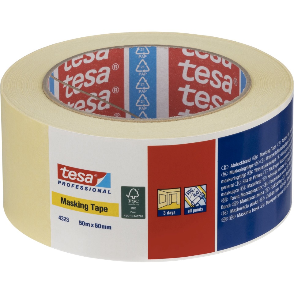 Tesa maalriteip Paper Masking Tape 50m x 50mm Standard beež 04323