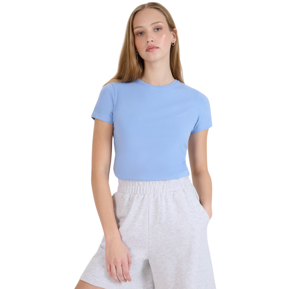 4F T-särk naistele F2255 Denim 4FWMM00TTSHF2255 32S suurus M