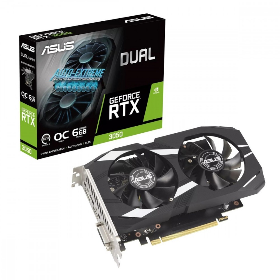 ASUS videokaart GeForce RTX 3050 DUAL OC 6GB GDDR6 96bit DP HDMI