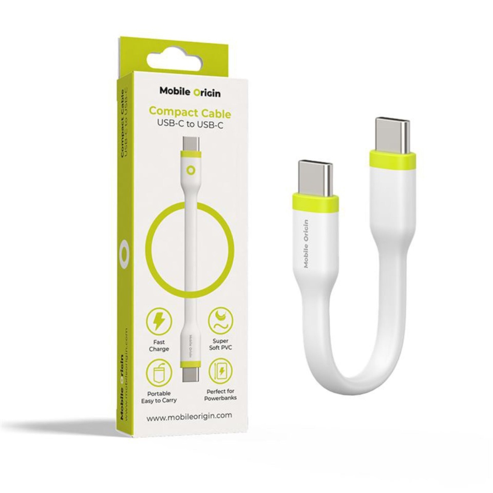 Mobile Origin laadimiskaabel Compact cable USB-C to USB-C valge 10cm