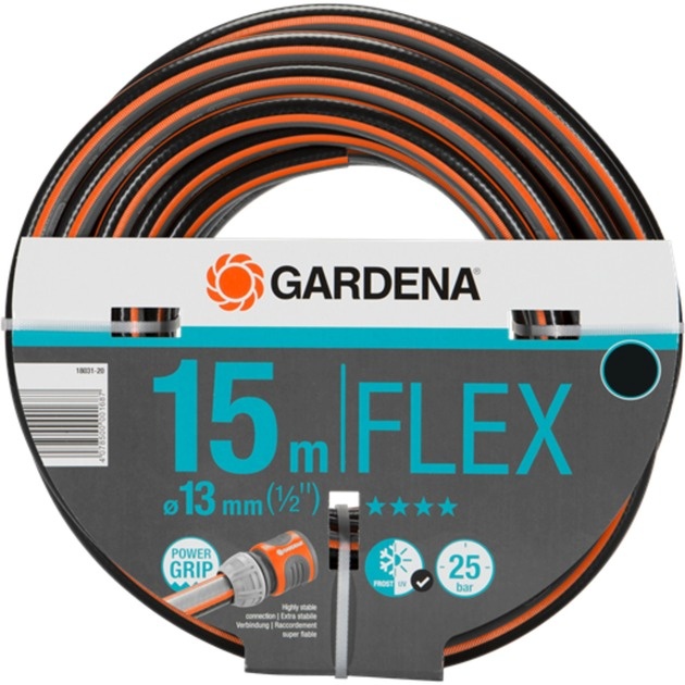 Gardena voolik 18031-20 Comfort FLEX Hose, 13mm (1/2"), 15m, must/oranž