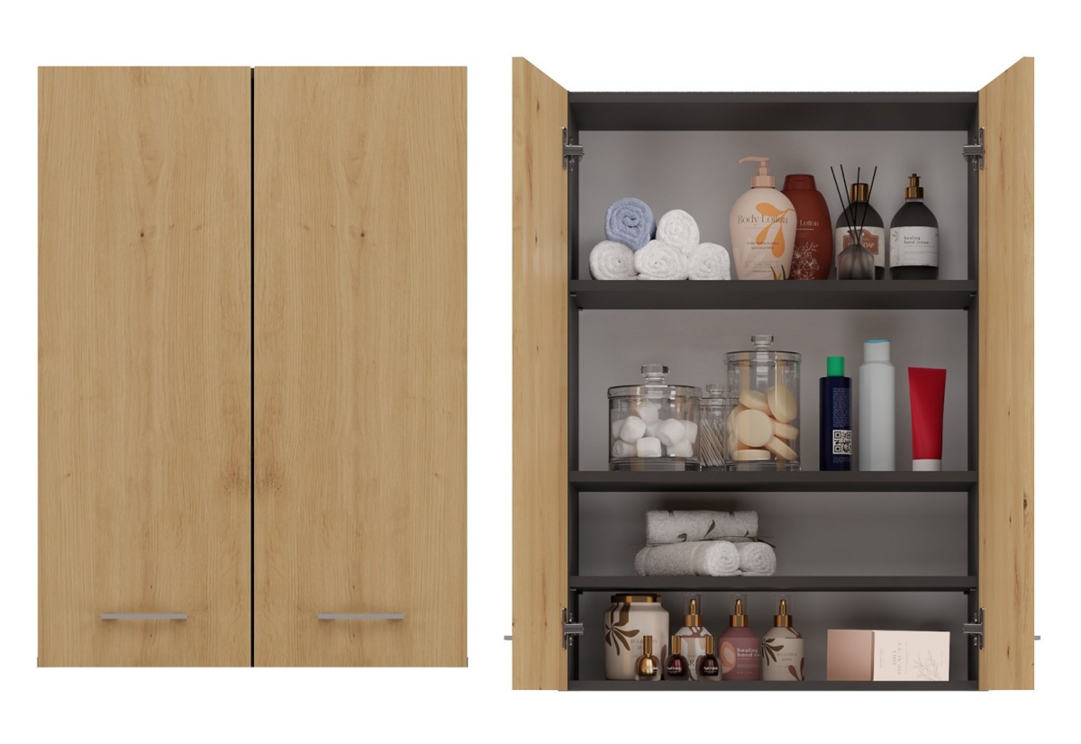 Top E Shop vannitoakapp POLA MINI DD ANT/ART bathroom storage cabinet Graphite, Oak