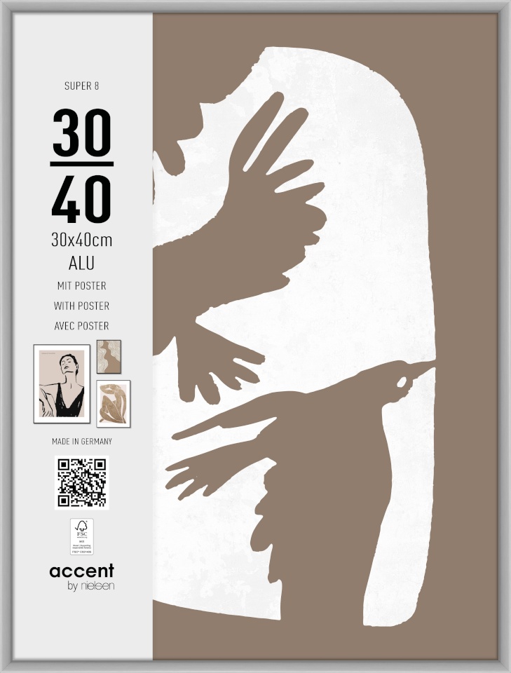 Nielsen Design pildiraam Photo Frame Metal 5430124 Super 8 Matt hõbedane 30x40 cm