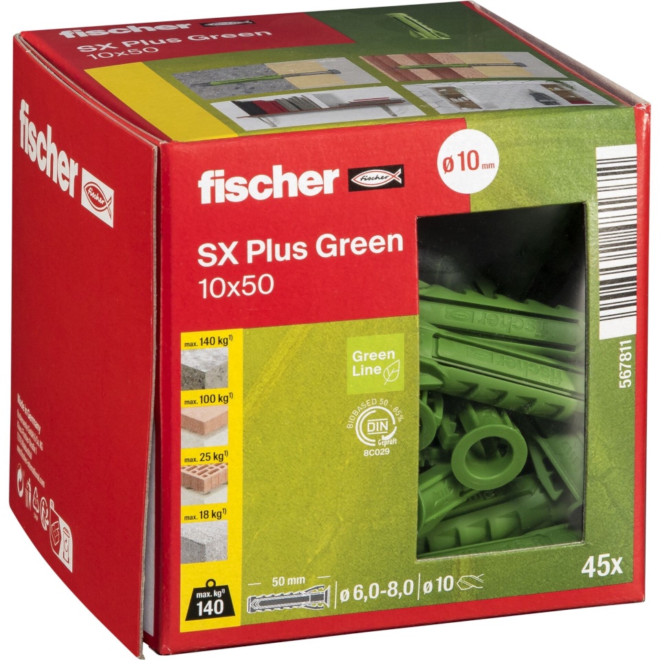 Fischer tüüblid Dübel SX Plus roheline 10x50