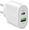 SBS laadija USB/USB-C 20W, valge