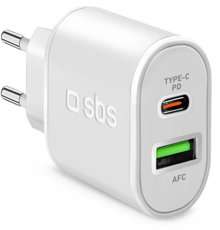 SBS laadija USB/USB-C 20W, valge