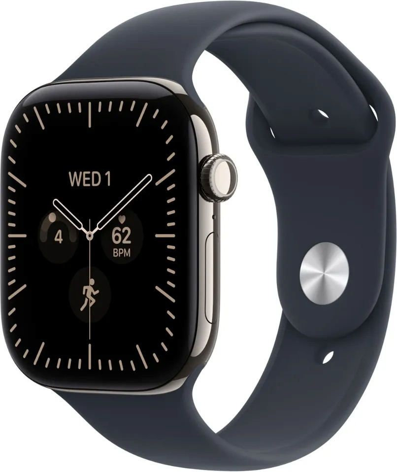 Apple Watch Series 12 46mm GPS + Cellular, M/L, Natural Titanium Case, Navy Blue Sport Band, titaan/sinine