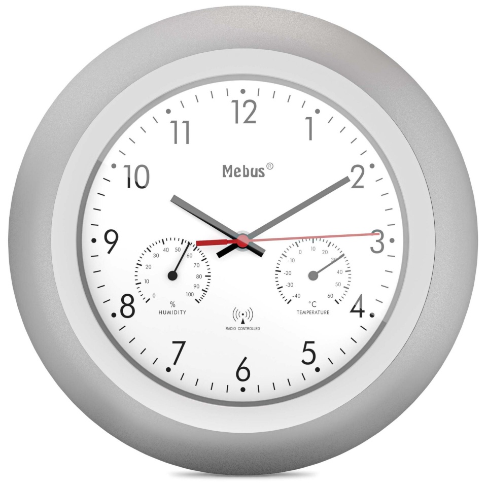 Mebus seinakell 19450 Radio Controlled with Thermo/Hygrometer, hõbedane