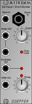 Doepfer A-119 välise sisendi / ümbrikujälgijaga Eurorack moodul