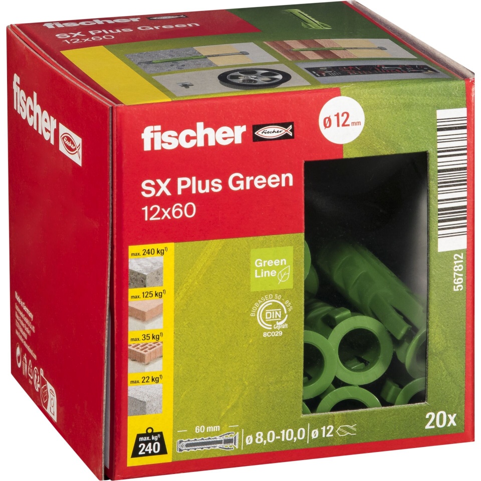 Fischer tüüblid Dübel SX Plus roheline 12x60