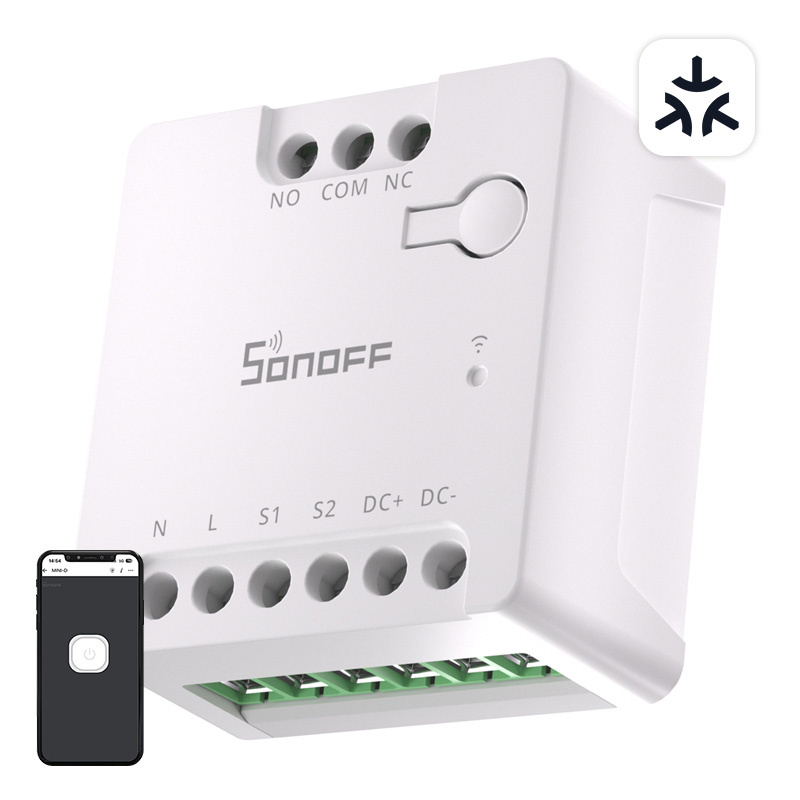 Sonoff nutikodu moodul MINI-D Smart WiFi Matter Switch (AC/DC 12-48V, dry contact), valge