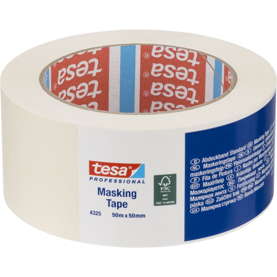 Tesa maalriteip Masking Tape 50m x 50mm Standard Professional valge 04325