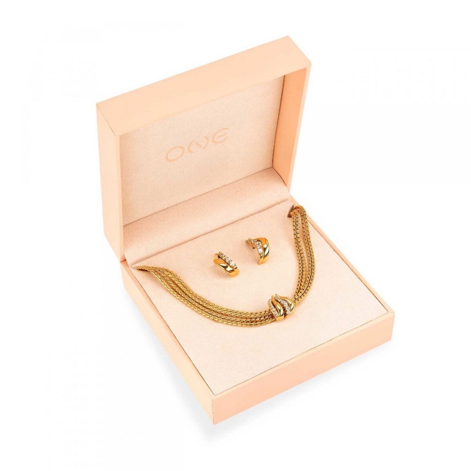 Naiste Kaelakee ja Kõrvarõngaste Komplekt One Jewels OJSET15G kuldne