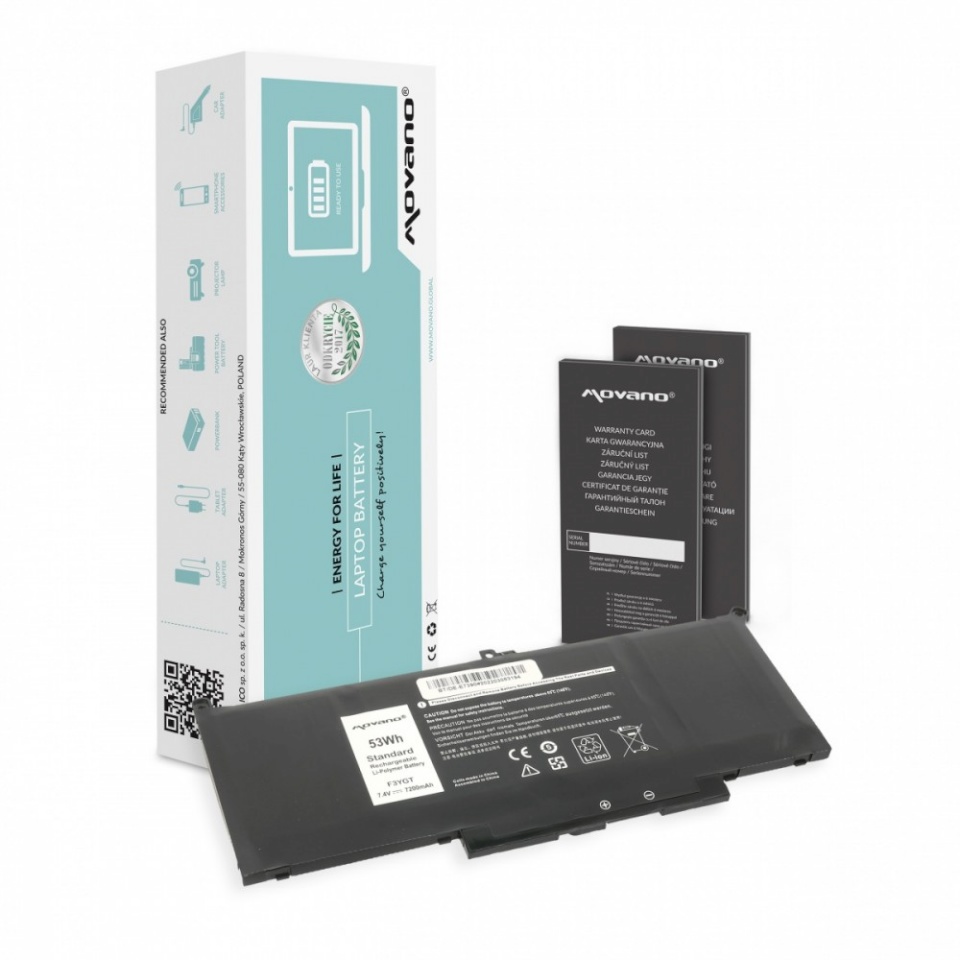 Movano sülearvuti aku MYJ96 for Dell Latitude 7390 7490 - 7200 mAh (53 Wh)