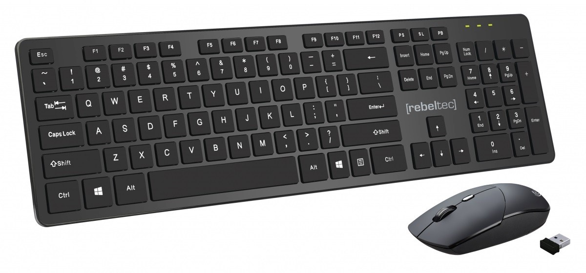 Rebeltec juhtmevaba klaviatuuri komplekt MAXIM, Wireless Keyboard and Mouse Set, 4GHz, must