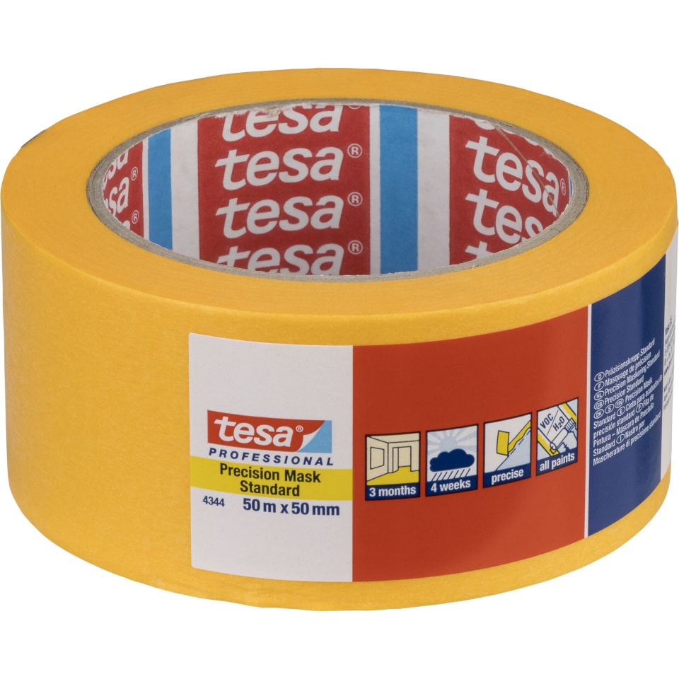Tesa maalriteip Masking Tape 50m x 50mm Standard Precision kollane 04344