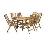 Komplekt FINLAY laud ja 6 tooli (13184), 153/195x90xH72cm, pikendatav, puit: akaatsia, viimistlus: õlitatud