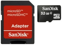 SanDisk mälukaart microSDHC 32GB Class 4 + Adapter