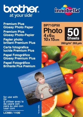 Brother fotopaber BP71GP50 Premium Plus Glossy 15x10cm Photo Paper 260g 50lk.