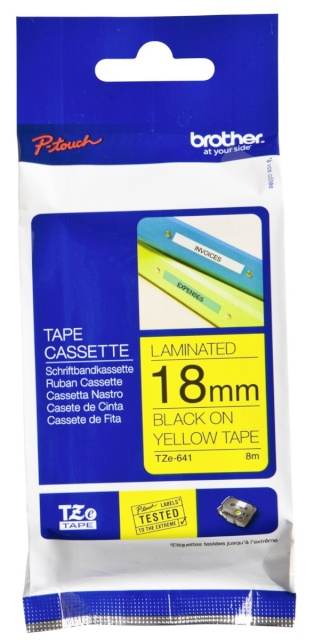 Brother etiketiprinteri etiketid TZE-641 kollane/must 18 mm