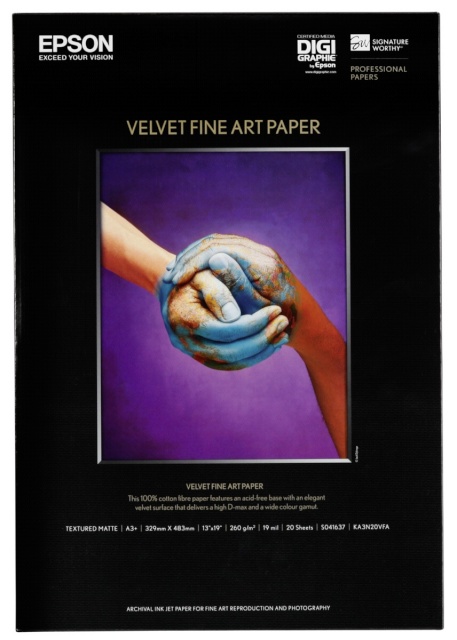Epson fotopaber Velvet Fine Art Paper A3+ 20 lk, 260g S 041637