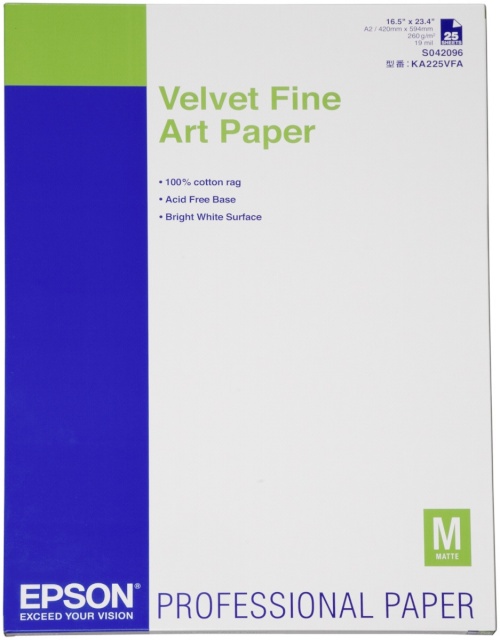 Epson fotopaber Velvet Fine Art Paper A 2 25 lk, 260g S 042096