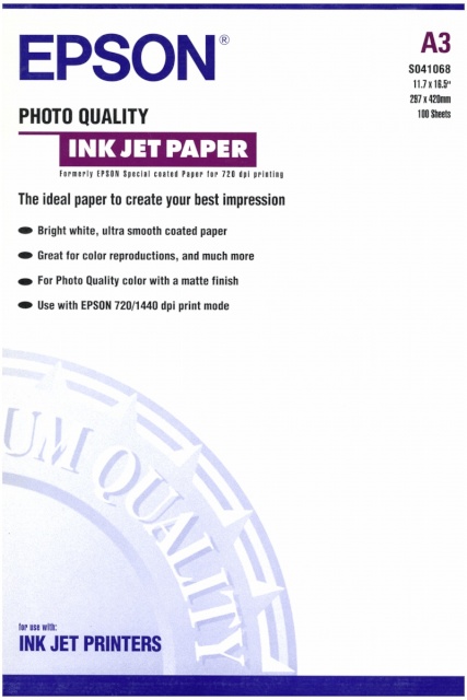 Epson fotopaber Photo Quality Inkjet Paper A3 105 g, 100 lk S 041068