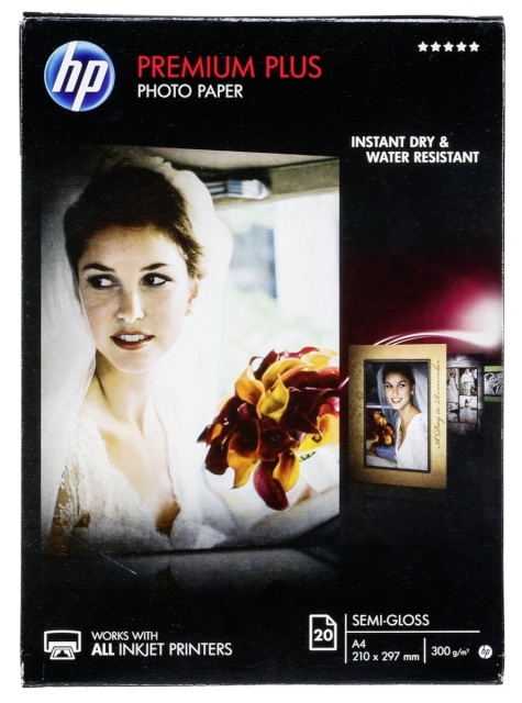 HP fotopaber Premium Plus Photo Paper A4 Semi-Gloss valge, 20 lk, 300g