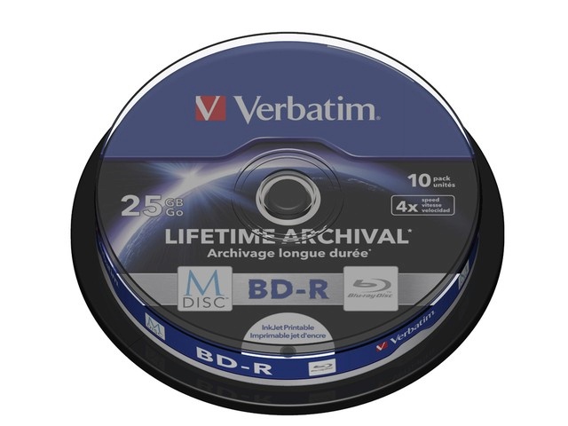 Verbatim toorikud M-DISC BD-R 4x 25GB 10tk Cake Box INKJET Printable