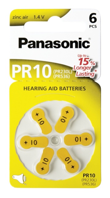 Panasonic patarei PR 10 Zinc Air 6tk Hearing Aid Cells