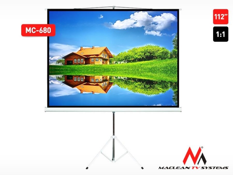 Maclean esitlusekraan Maclean MC-680 Economy Budget Portable Tripod Projection Screen 112" 1:1 200x20