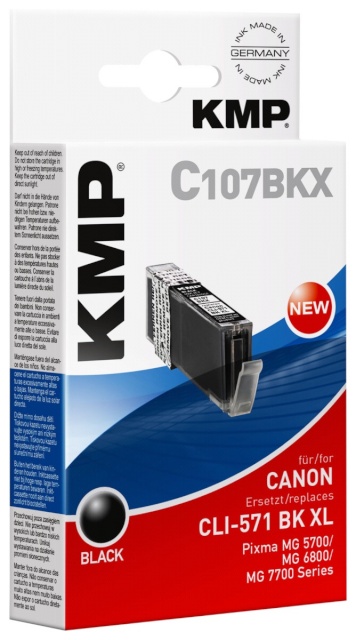 KMP tindikassett C107BKX sw asendustoode: CLI-571 XL BK