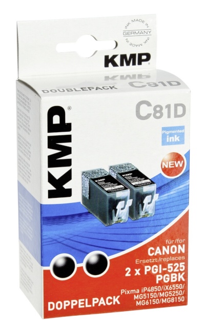 KMP tindikassett C81D BK 2pcs asendustoode: PGI-525 PGBK