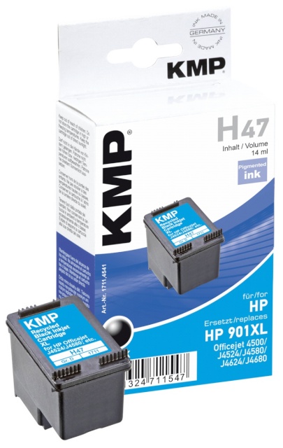 KMP tindikassett H47 must asendustoode: CC 654 AE No. 901XL