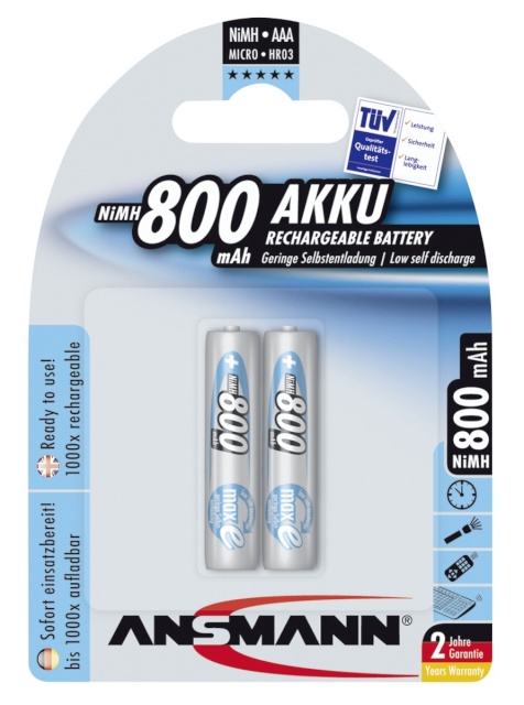 Ansmann akud 1x2 maxE NiMH Micro AAA 800mAh german