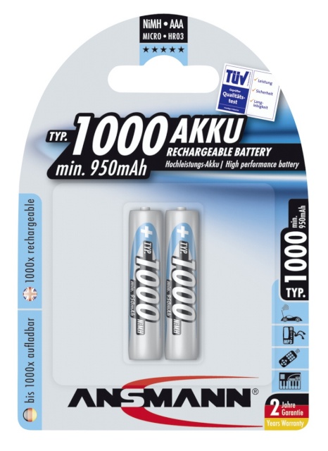 Ansmann akud 1x2 NiMH 1000 Micro AAA 950mAh