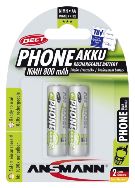 Ansmann akud 1x2 maxE NiMH Mignon AA 800mAh DECT PHONE