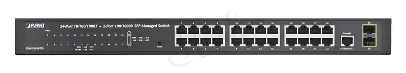 Planet switch 24 x 10/100/1000Mbps, 2 x SFP, Layer 2/4, räkitav