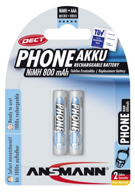 Ansmann akud 1x2 maxE NiMH Micro AAA 800mAh DECT PHONE