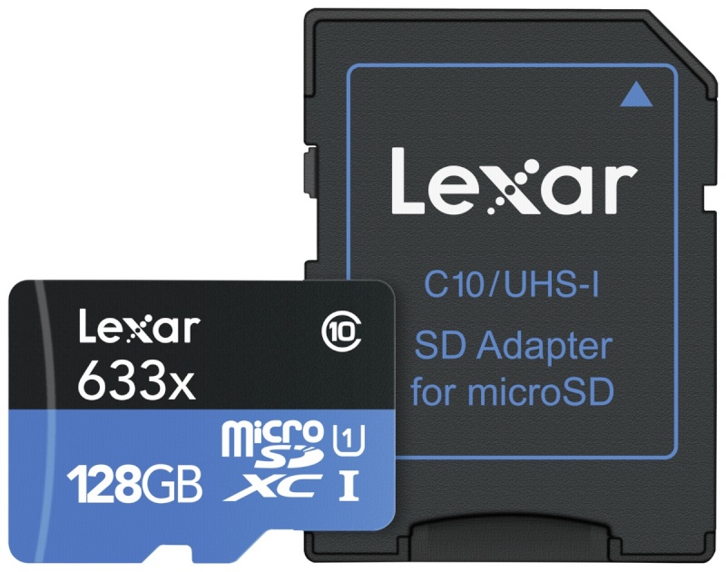 Lexar mälukaart microSDXC High-Performance 633x 128GB, Flash memory class 10, + adapter