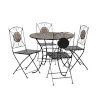 Aiamööbli komplekt MOSAIC laud ja 4 tooli (38665), D90xH70cm, mosaiikplaat: tumahall/pruun kivi, metallraam,värvus: must