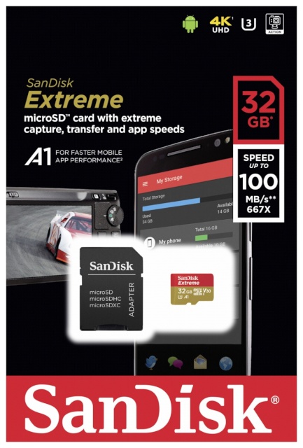 SanDisk mälukaart microSDHC Extreme 32GB V30 A1 100MB/s + adapter 