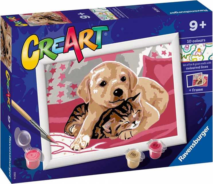 Ravensburger maalimiskomplekt CreArt Classic Dog with a kitty