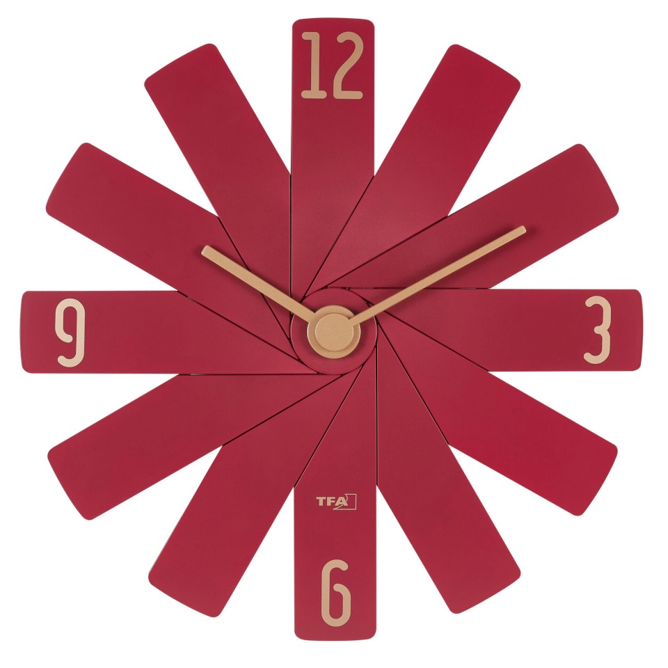 TFA seinakell Clock In The Box Wall Clock, punane 